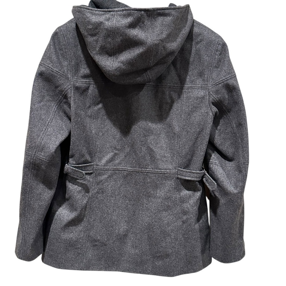 Express Coat Size 11/12 Womens Hooded Wool Jacket Dark Gray Full Zip Warm - Picture 3 of 10